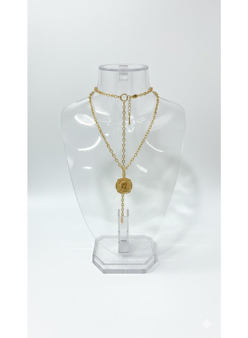 WARD Minimalist Gold Tone Stainless Steel Dainty Choker with Circular Drops - High Quality Jewelry. - Image 4